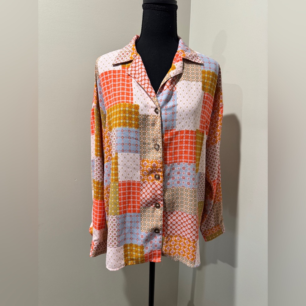 Willow & Root  Multicolor Patchwork‎ Shirt Size Small| | Cottagecore meets Retro